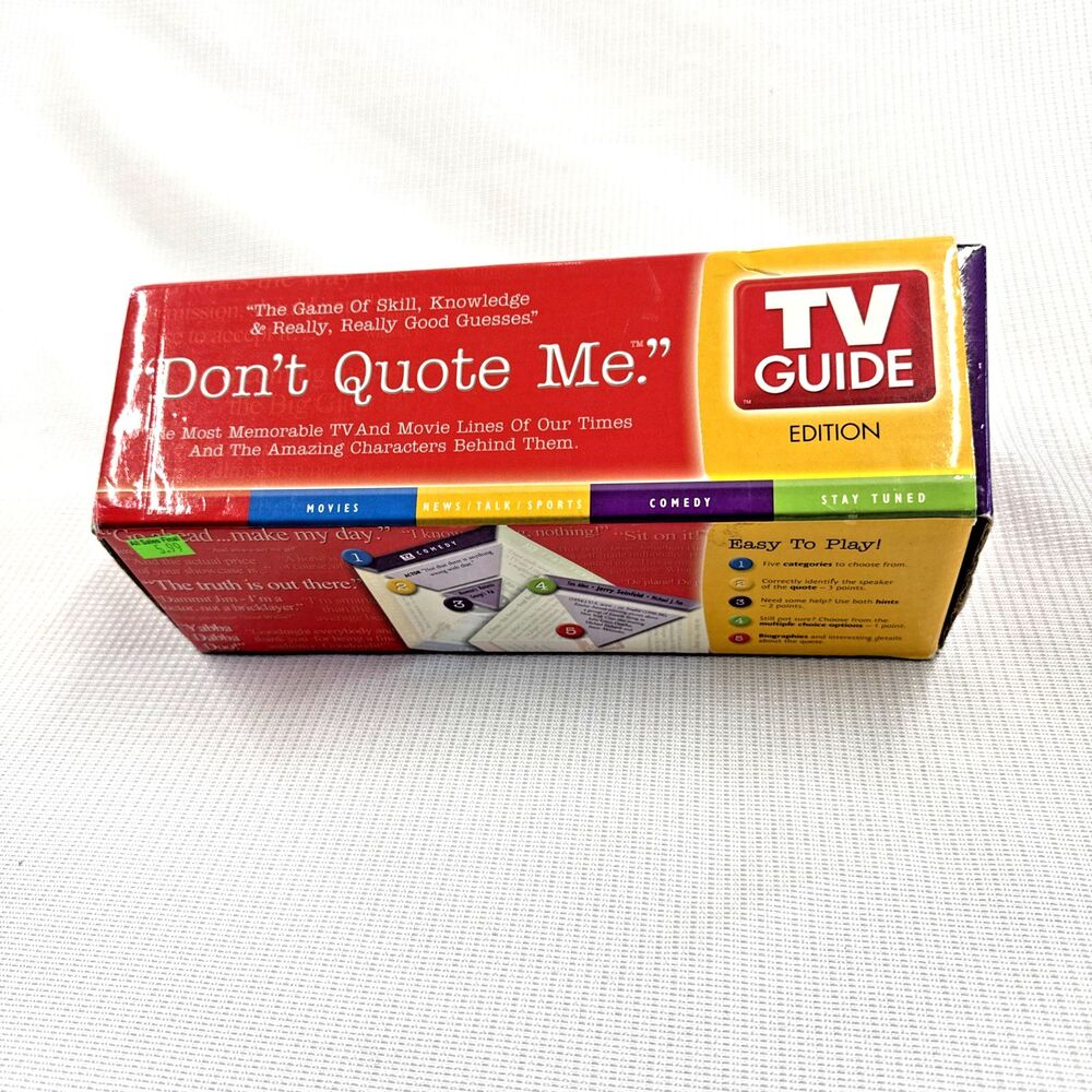 Don't Quote Me Tv Guide Board Game Adult Party Game 2004 Edition - Complete Vntg